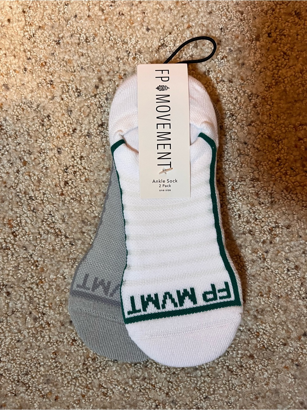 FP Movement by Free People White and Green Ankle Socks - 2 Pack